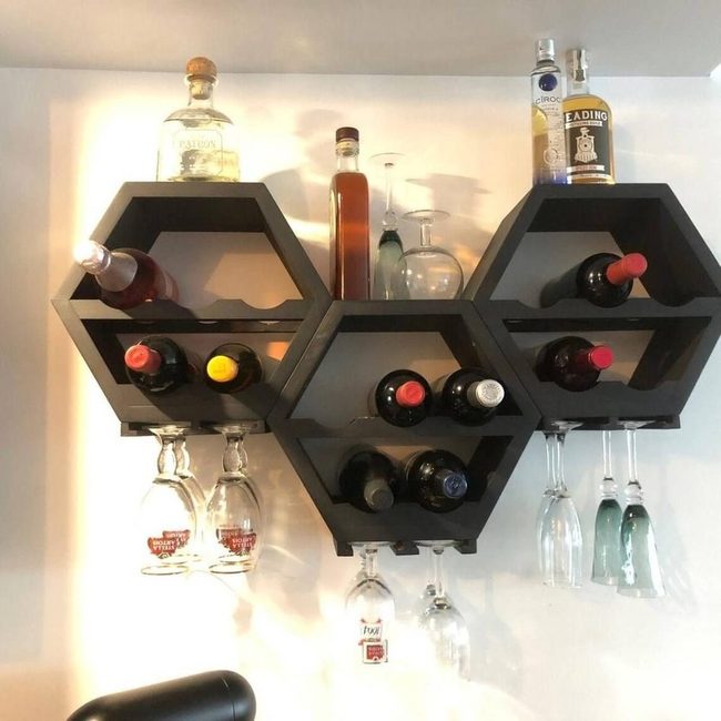 Honeycomb Wood Wine Wall