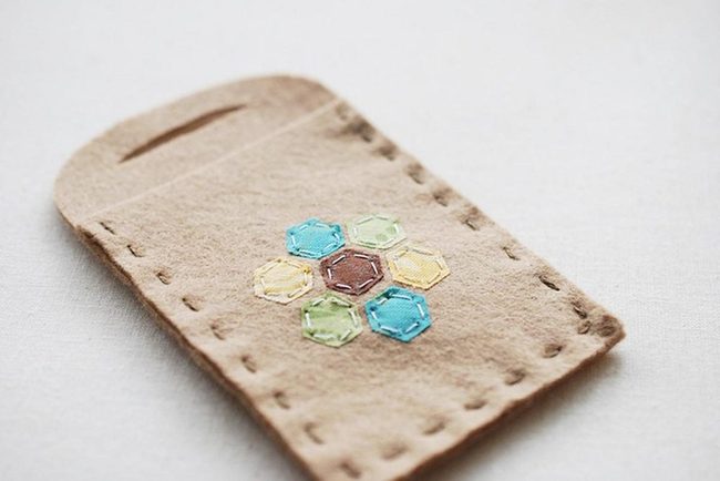 Hexagon Geometry Blue Green Pouch