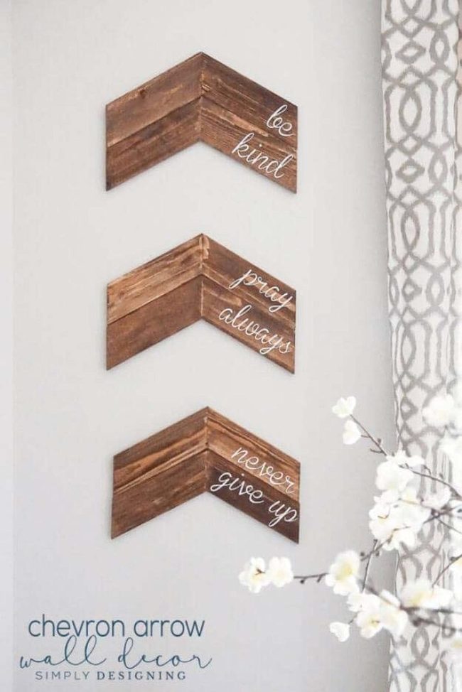 Hand-Stained Wood Arrows With Words