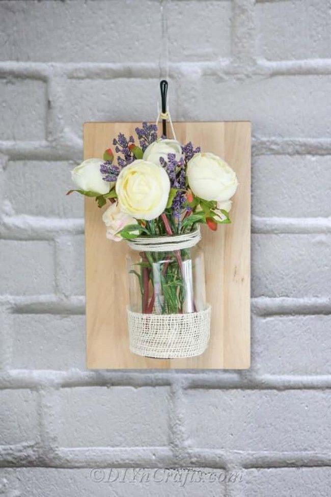 Natural Wood Behind Glass Jars