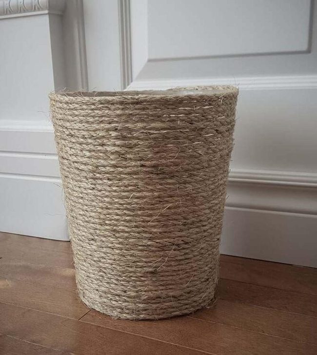 Rope-Wrapped Trash Cans Budget Upgrade