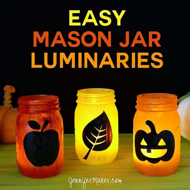 Autumn Leaves Candlelit Glass Jars