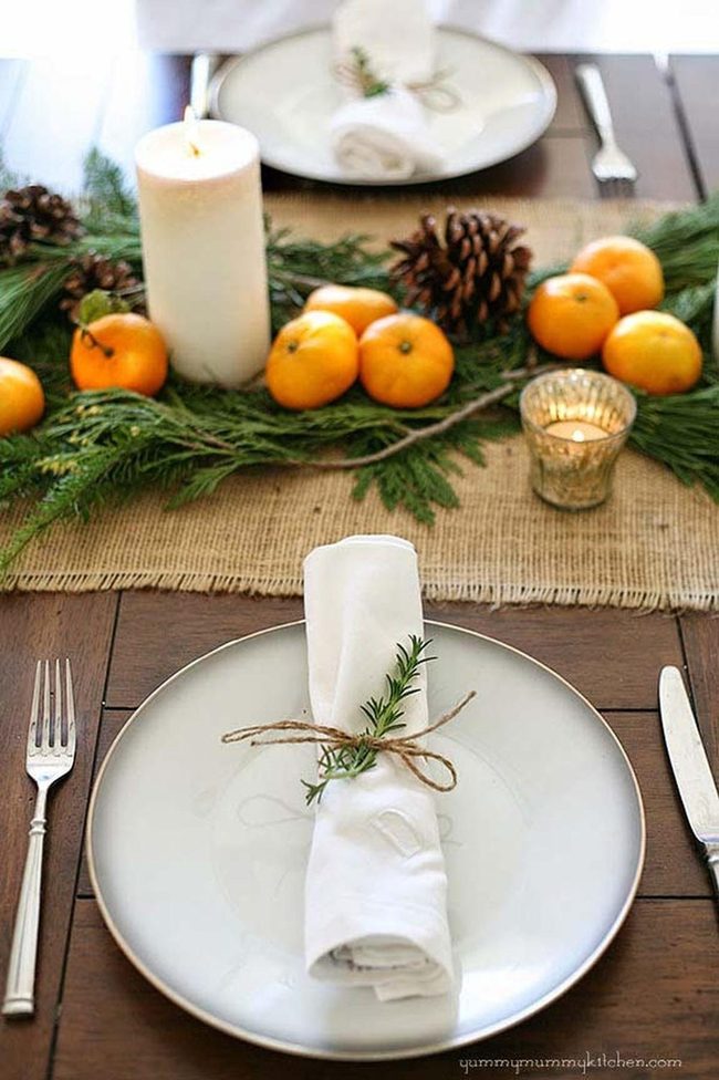 Evergreen Branches With Citrus Accents