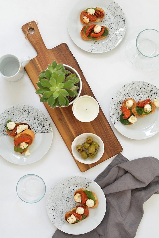 Black Speckled Ceramics With Gourmet Bites