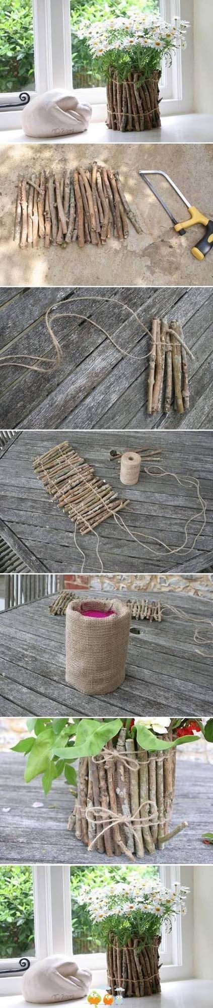 Woven Stick Fence Planter