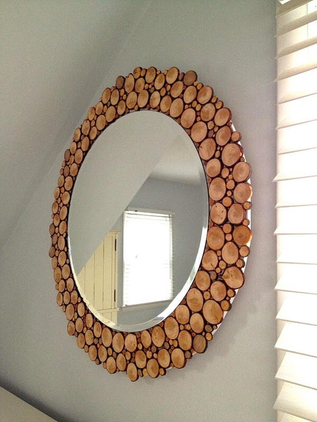 Wooden Circle Mirror Natural Frame