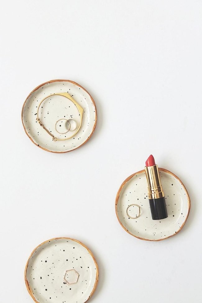 Speckled White Ceramic Trinket Dishes