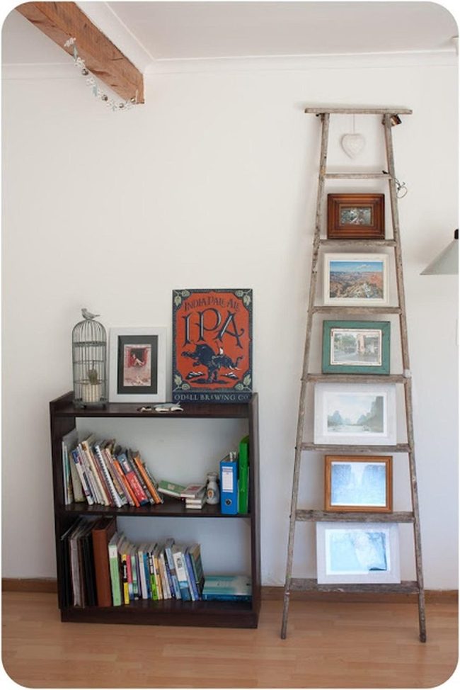 Wooden Ladder Photo Display