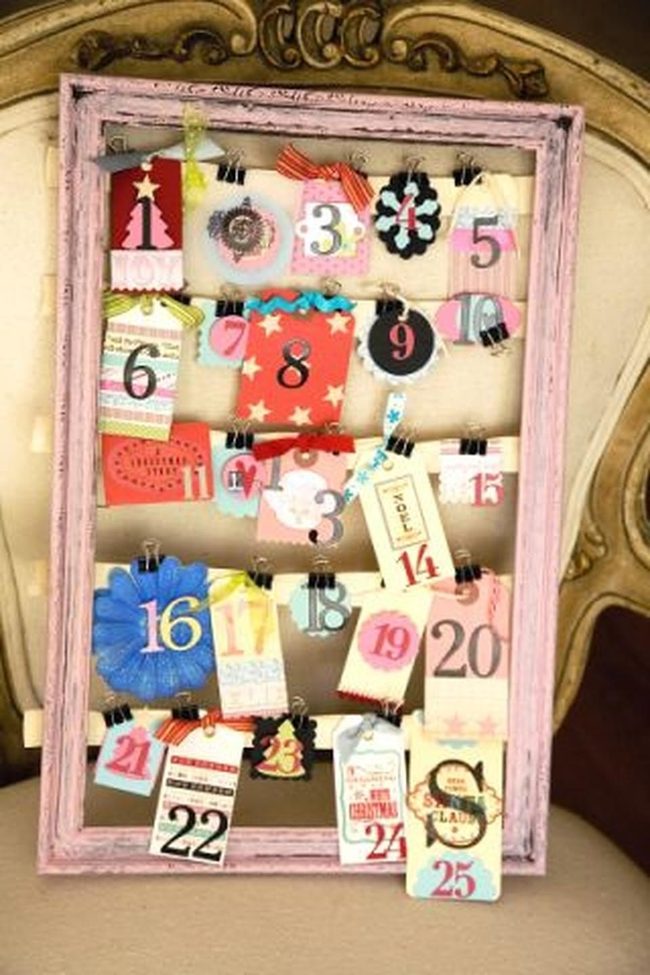 Pink Wood Advent Calendar With Numbered Tags