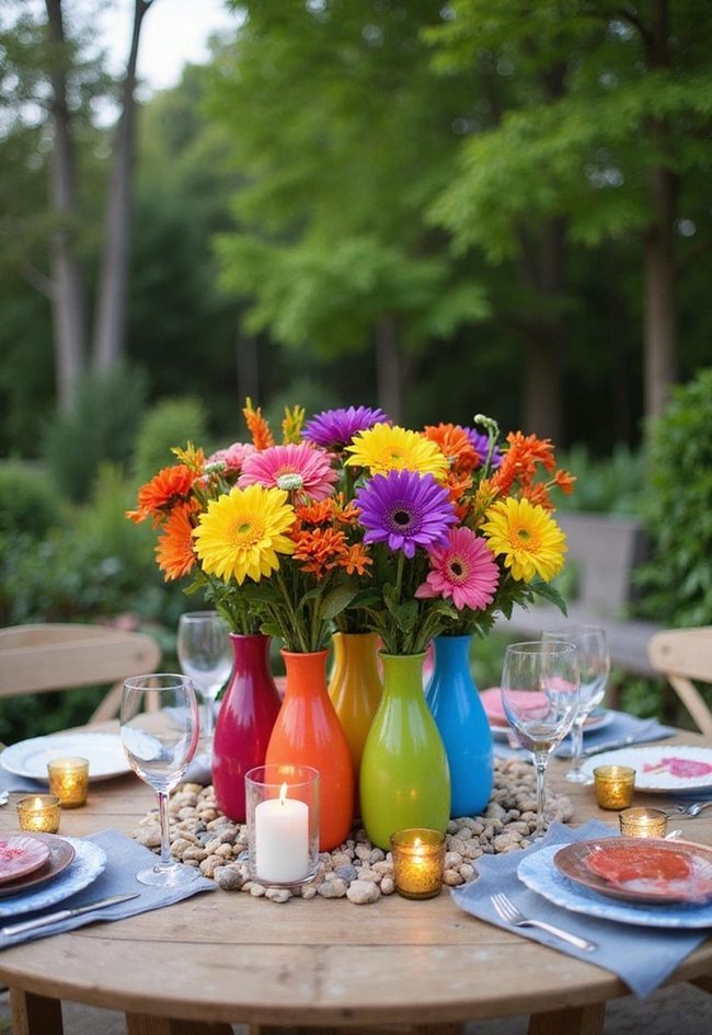 Colorful Dollar Store Flower Centerpiece