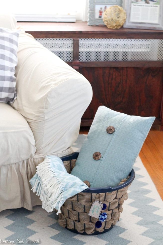 Cream Sofa Blue Pillow Sunlight