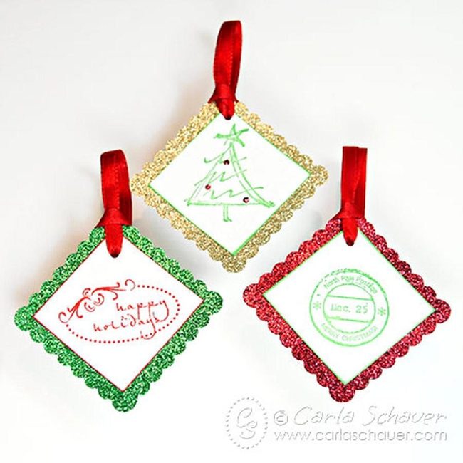 Red Ribbon Sparkle Ornaments