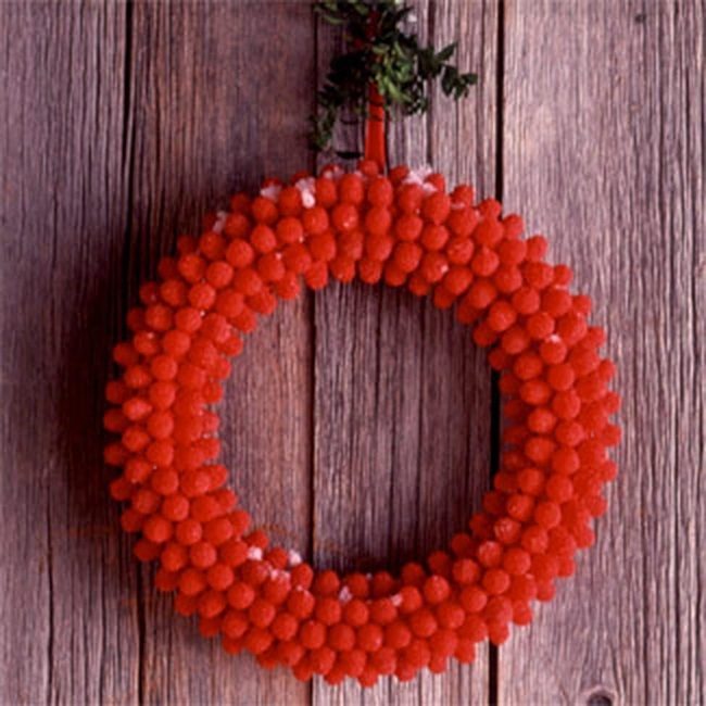 Red Wreaths On Wooden Grain