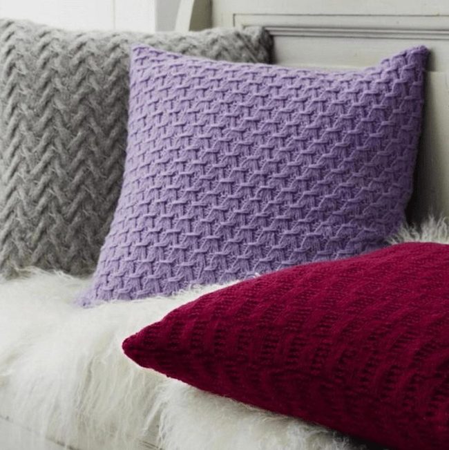 Woven Pillows Red Purple Gray