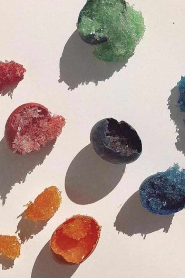 Gemstone Painted Eggs With Crystal Growth