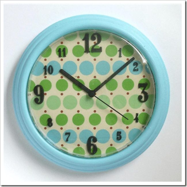 Polka Dot Light Blue Clock