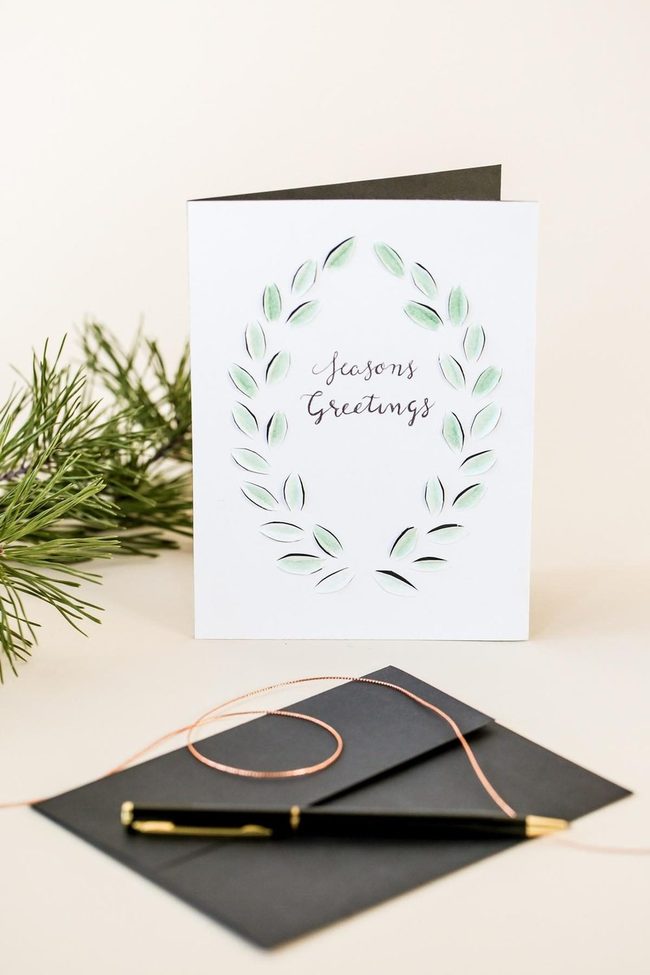 White Cards With Gold Pine Details