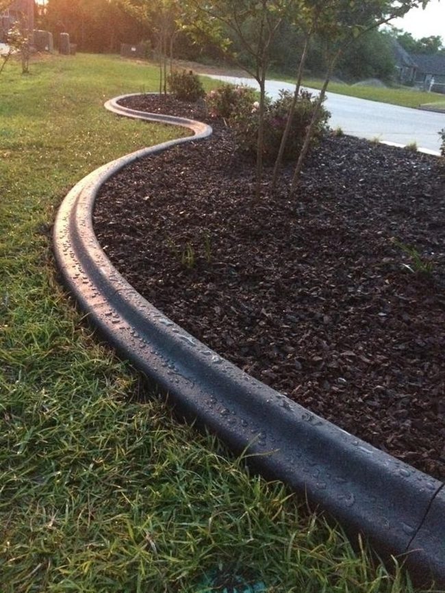 Curved Mulch Borders Define Lawns