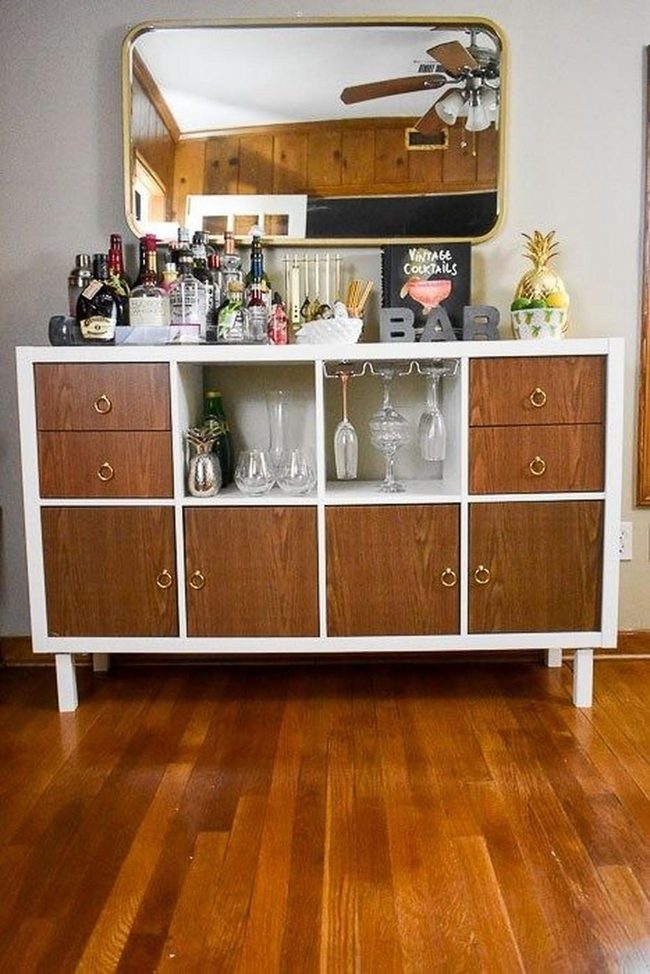 Wood And White Bar Setup