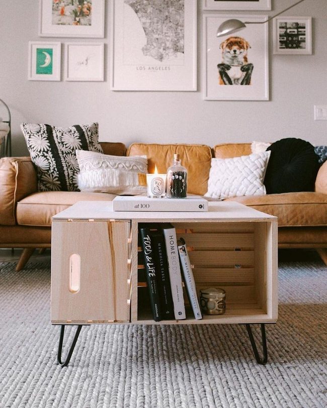 Wooden Crate Storage Coffee Table