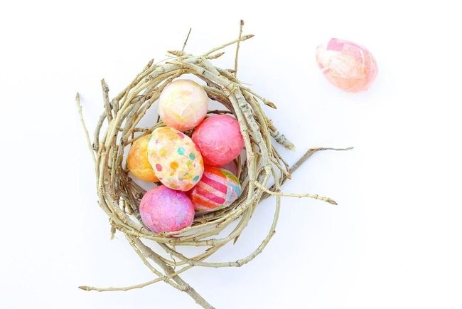 Painted Eggs In Woven Branches
