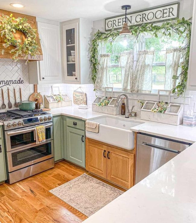 Sage Green Cabinets White Kitchen