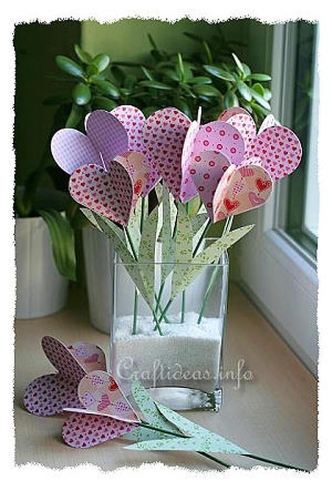 Colorful Paper Blooms In Glass