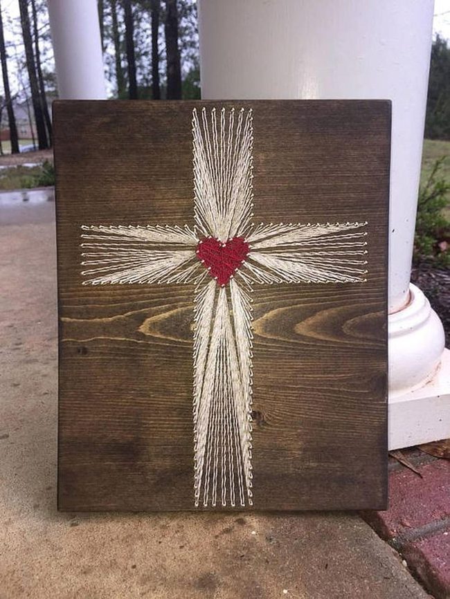 Cream Cross With Red Heart Center