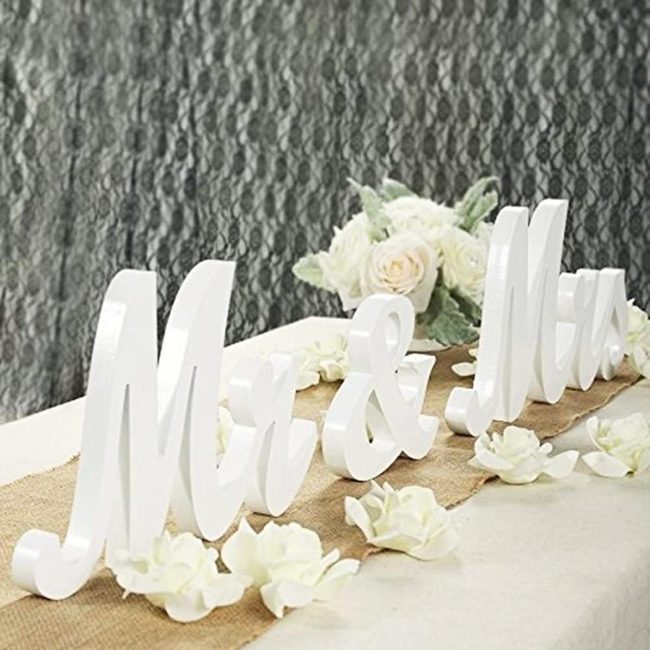 Wooden Mr & Mrs Calligraphy Sign