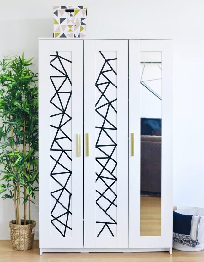 White Wardrobes Black Geometric Lines