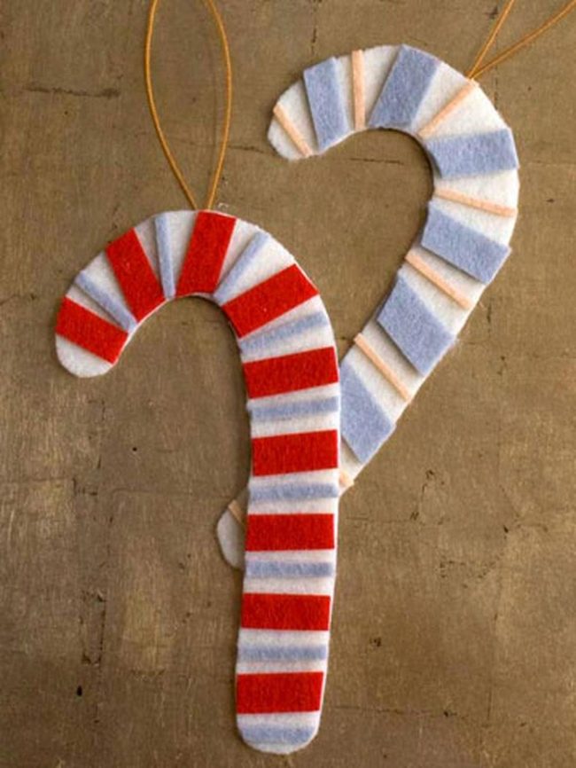 Red And White Striped Felt Ornaments