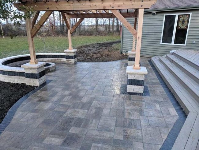 Gray Slate Stamped Concrete Pergola