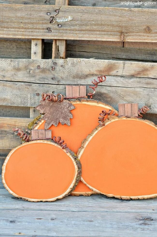 Painted Wood Pumpkin Slices