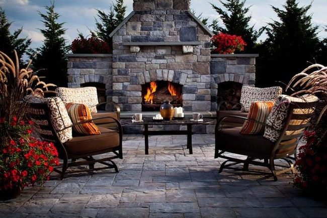Stamped Concrete Gathers Around Fire