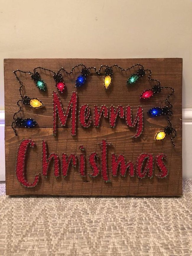 Red Letters Wood Sign With Glowing Bulbs