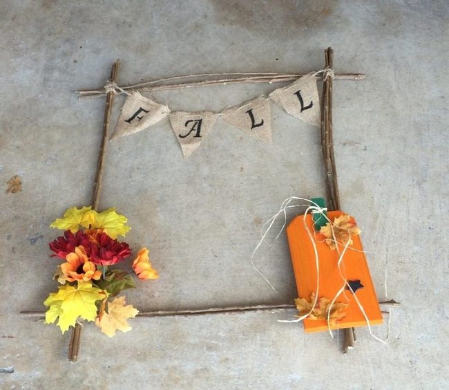 Wooden Frames With Cascading Autumn Leaves