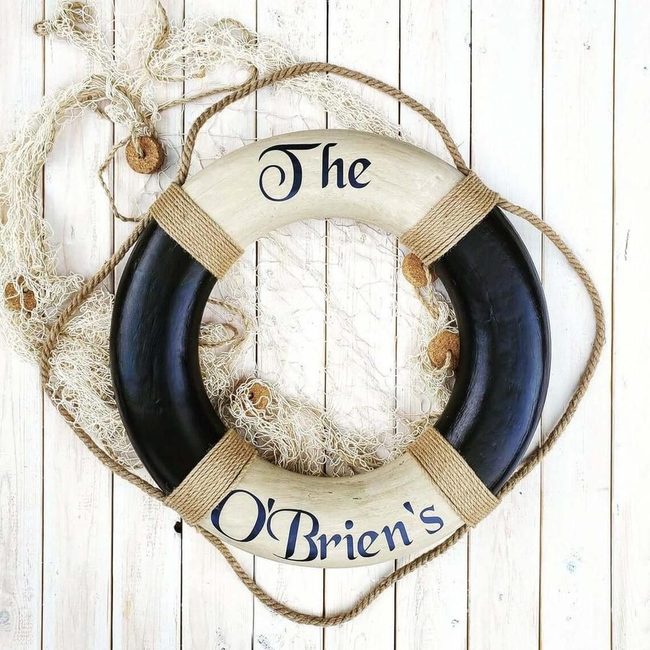 Navy And Cream Personalized Life Ring