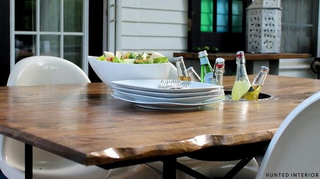 Natural Wood Table With White Chairs