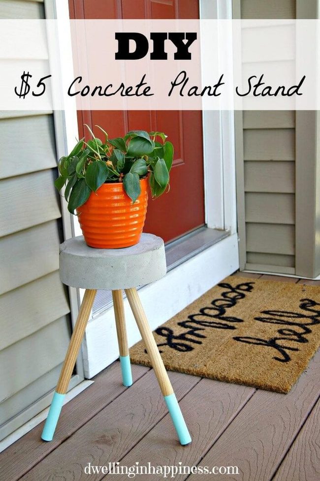 Concrete Plant Stand Gray Garden