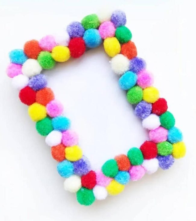 Rainbow Pom-Pom Picture Frame