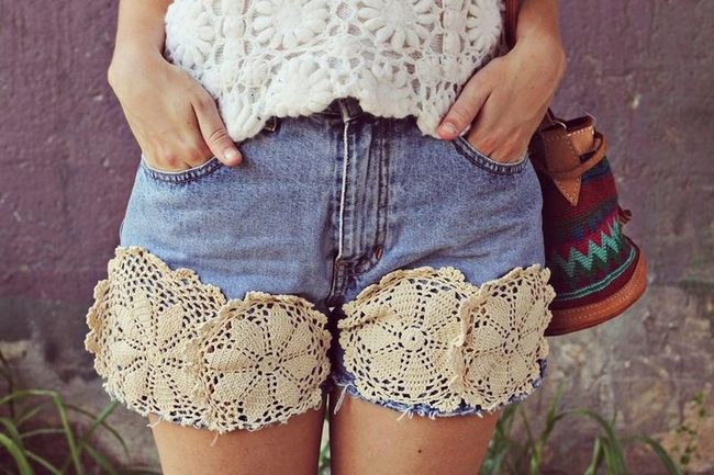 Light Blue Denim With Cream Crochet
