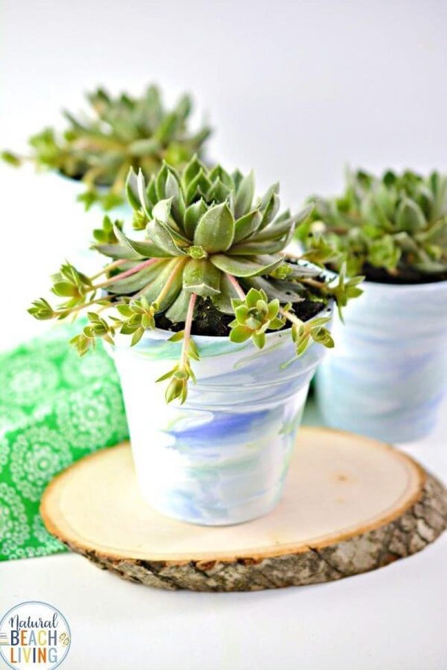 Swirled Paint Succulent Planter