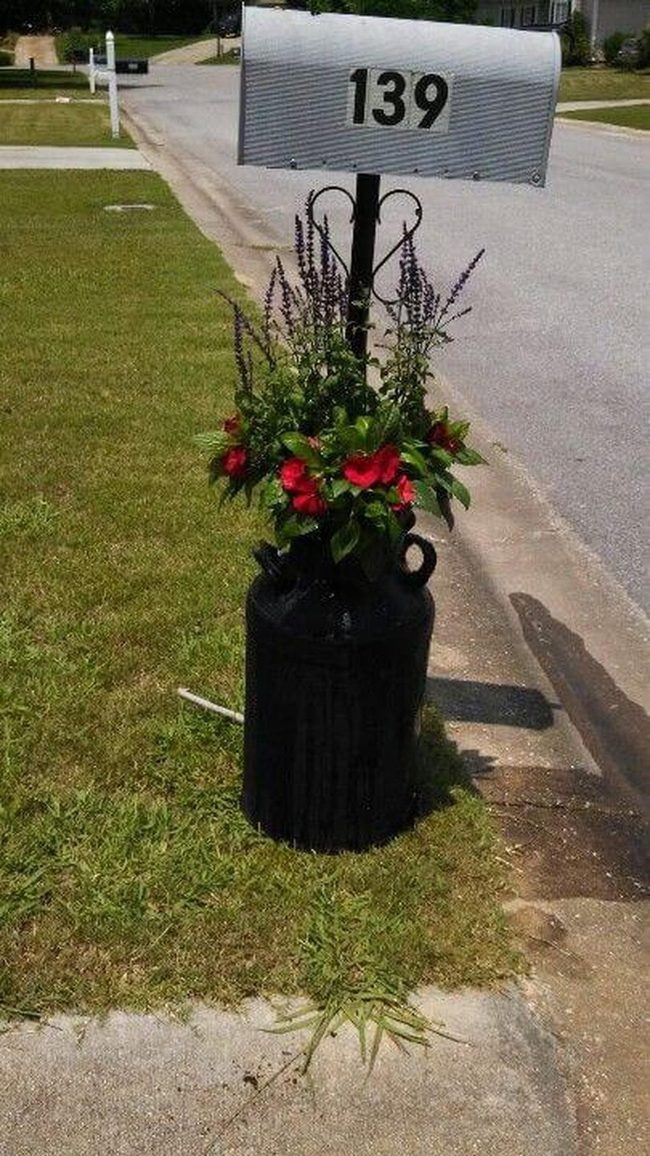Black Mailbox Planter With Cascading Greenery