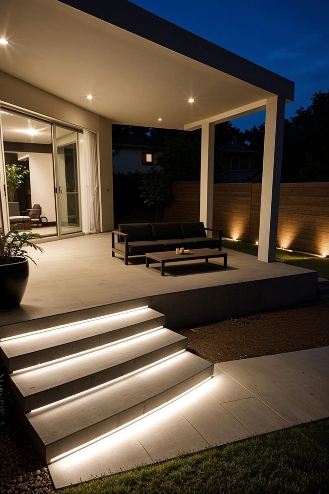 Concrete Steps with Built-In Led Lighting