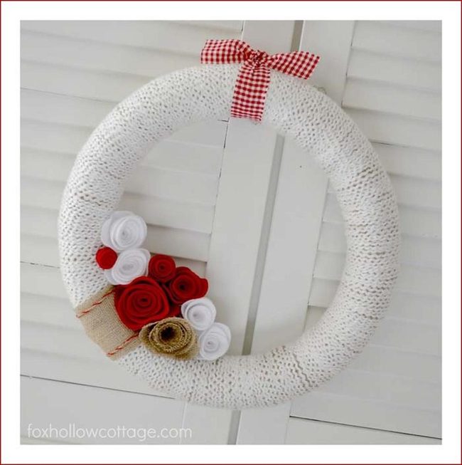 Cream Burlap Valentine Wreath