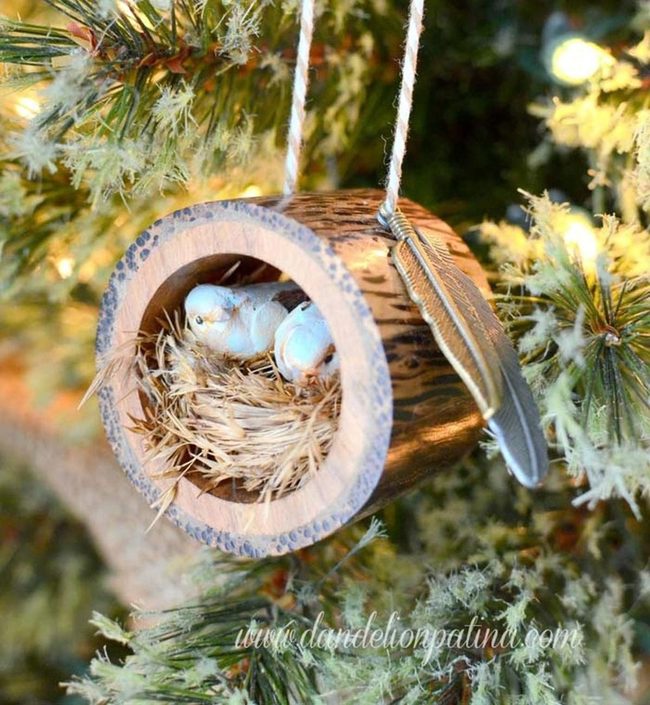 Natural Wood Nest Ornament