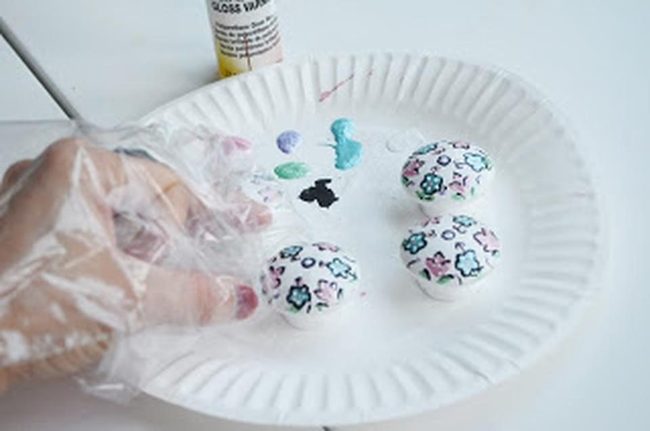 Pink And Blue Hand-Painted Flowers