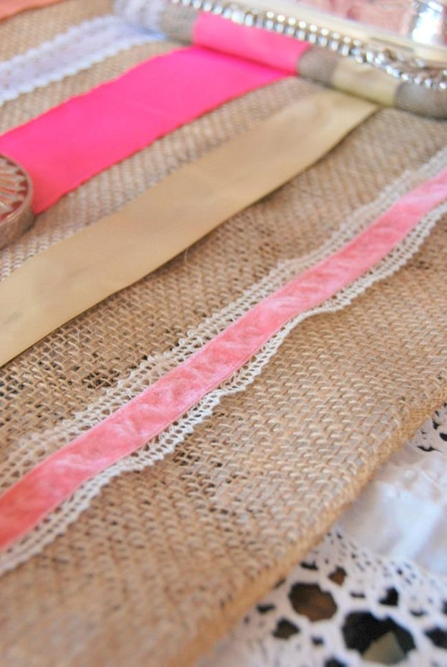 Pink Ribbons Meet Rough Burlap