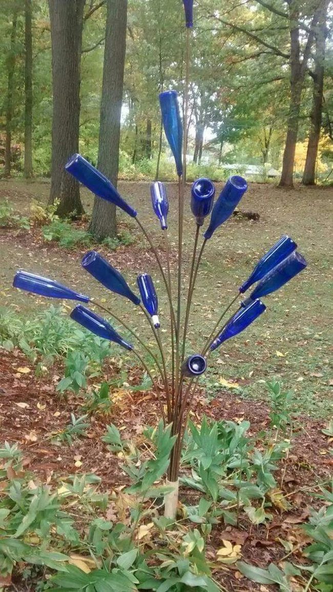 Blue Glass Bottle Arrangement