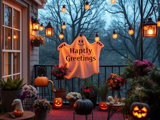 Wooden Ghost Welcome Sign Halloween